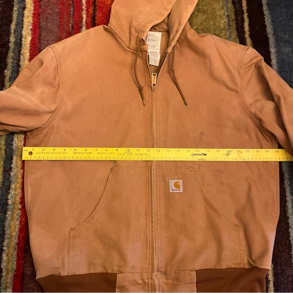 Carhartt Jacket Brown Hooded J131 Size Medium Mens Distressed Work Jacket - Picture 3 of 11